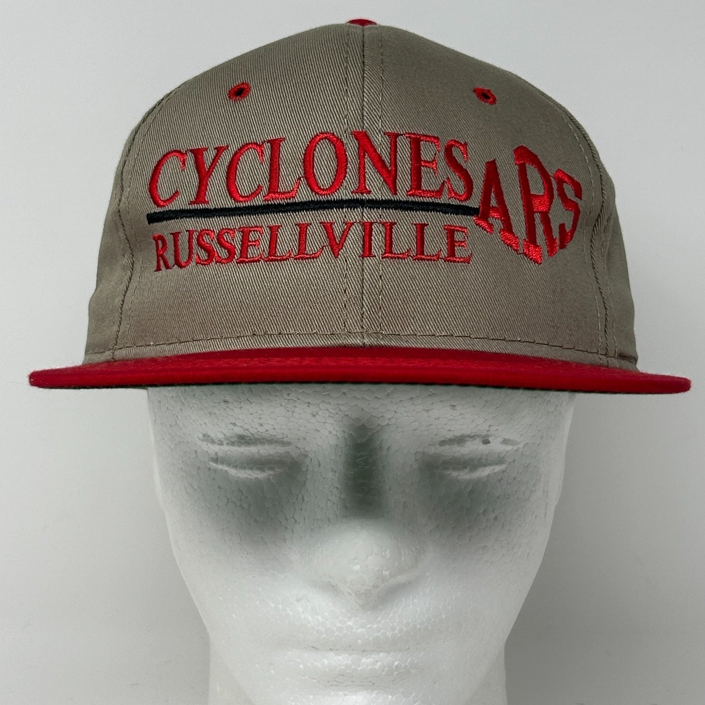 Vintage Russellville High School Cyclones Hat Cap Beige 90s Arkansas Snapback