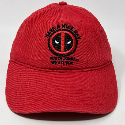 Deadpool Have A Nice Day Sorta Kinda Dad Hat Baseball Cap Marvel Strapback Red