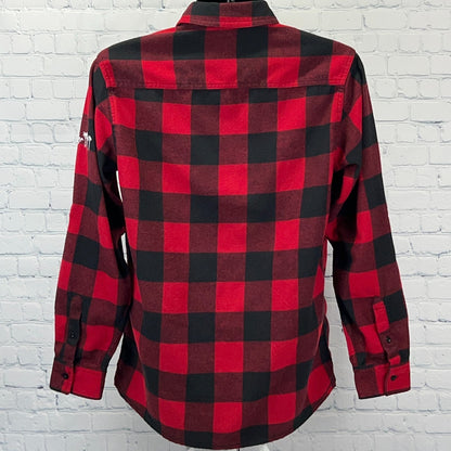 Michelob Ultra Mirage Casino Flannel Button Front Shirt Red Cowboy Mens M Medium