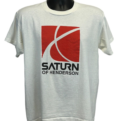 Camiseta vintage de los años 90 de Saturno de Henderson, gran concesionaria de Las Vegas, para hombre, color blanco