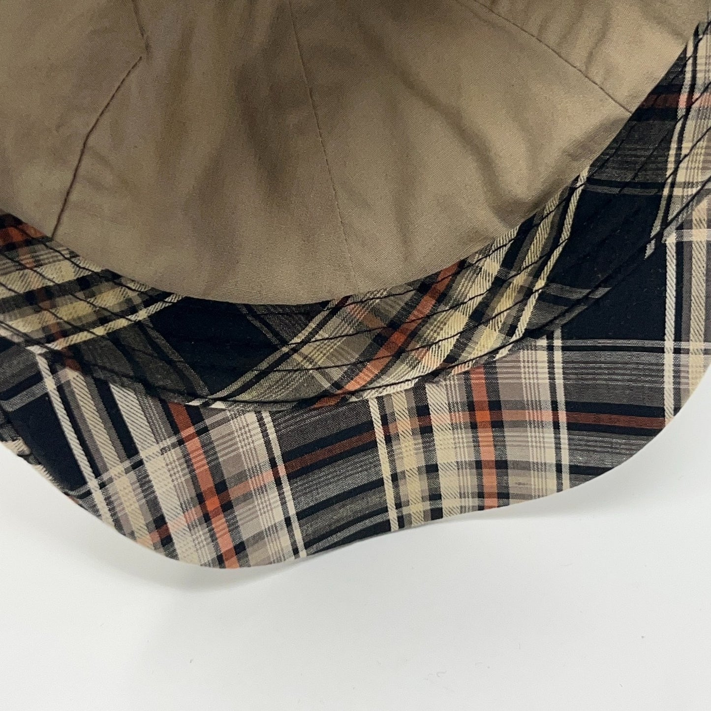 Vintage Crown Co Plaid Flat Cap Hat Ivy Newsboy Cabbie Driving Scally Beige S-M