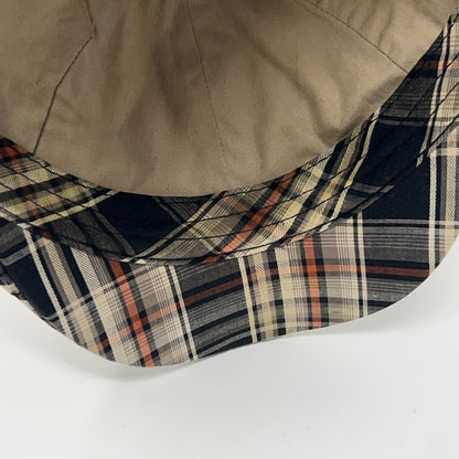 Vintage Crown Co Plaid Flat Cap Hat Ivy Newsboy Cabbie Driving Scally Beige S-M