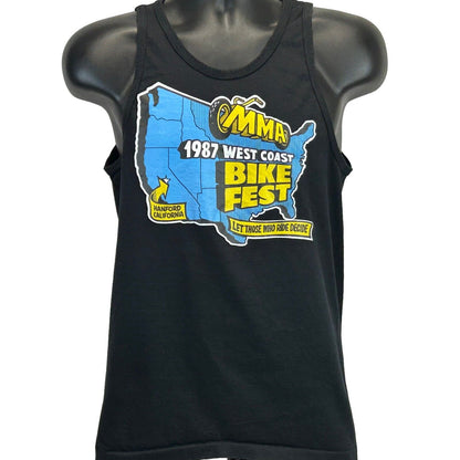 West Coast Bike Fest Vintage 80s Tank Top T Shirt Small Motorcycle Mens Black