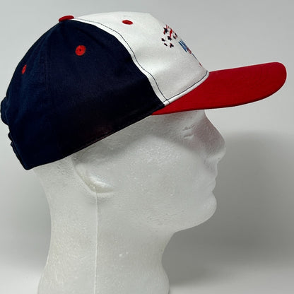 Vintage 90s Bay Meadows Racetrack Hat Baseball Cap Horse Racing Strapback Blue