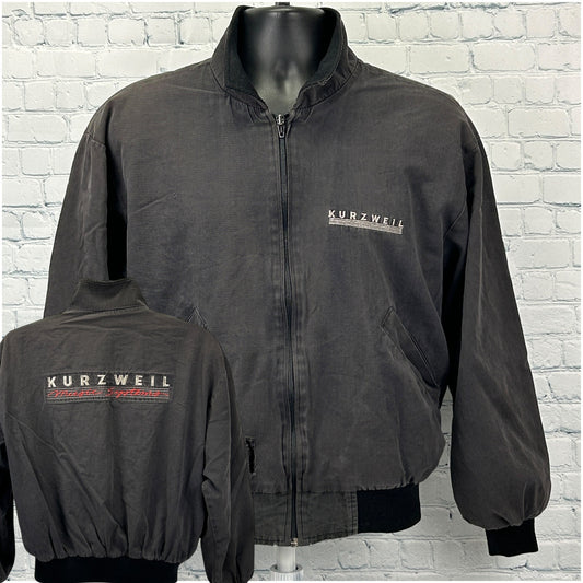 Vintage 90s Distressed Kurzweil Music Systems Jacket Synthesizer Black M Medium