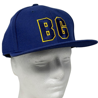 Blue Black Ball Classics Hat featuring BG embroidery, showcasing a side view for style and fit