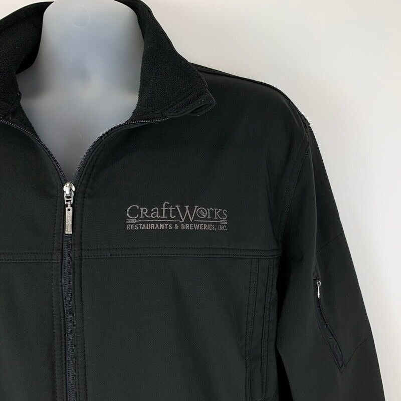 CraftWorks Soft Shell Jacket Mens Large Fleece Lined Beer Brewery Black