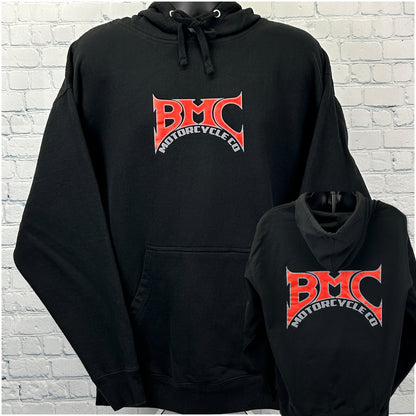Black Motorcycle Hoodie from Independent Trading Company featuring BMC logo, front view, size large