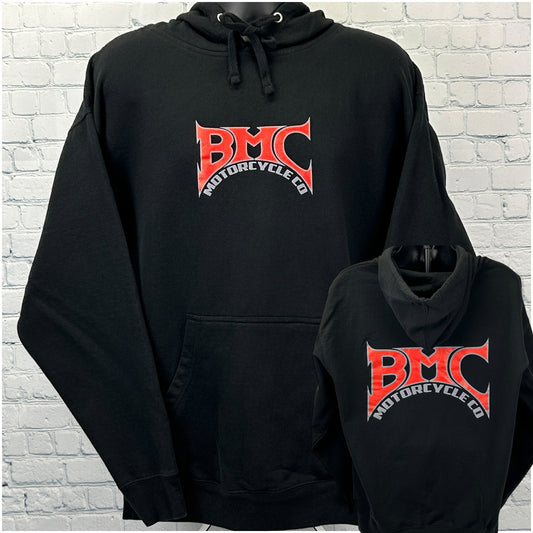 Black Motorcycle Hoodie from Independent Trading Company featuring BMC logo, front view, size large