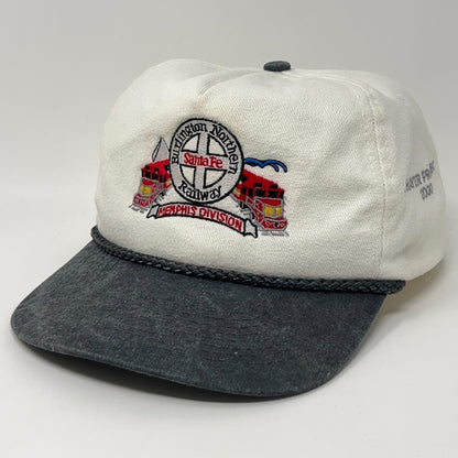 BNSF Hat in cream and gray featuring Santa Fe logo and Memphis Division embroidery on the front