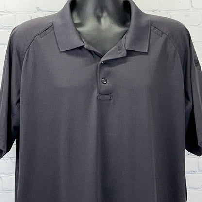 Black 511 Tactical Polo Shirt, Short Sleeve, Front View with logo on chest for tactical wear