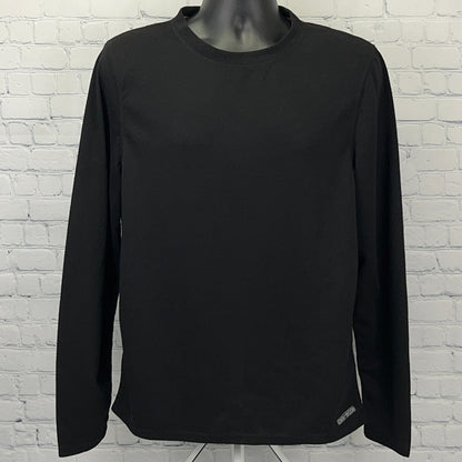 Omni-Wool Black Base Layer Long Sleeve Shirt in Large, featuring a round neckline and a smooth texture
