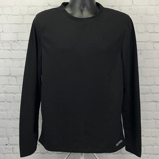 Omni-Wool Black Base Layer Long Sleeve Shirt in Large, featuring a round neckline and a smooth texture