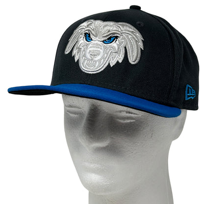 New Era baseball hat black with blue brim front
