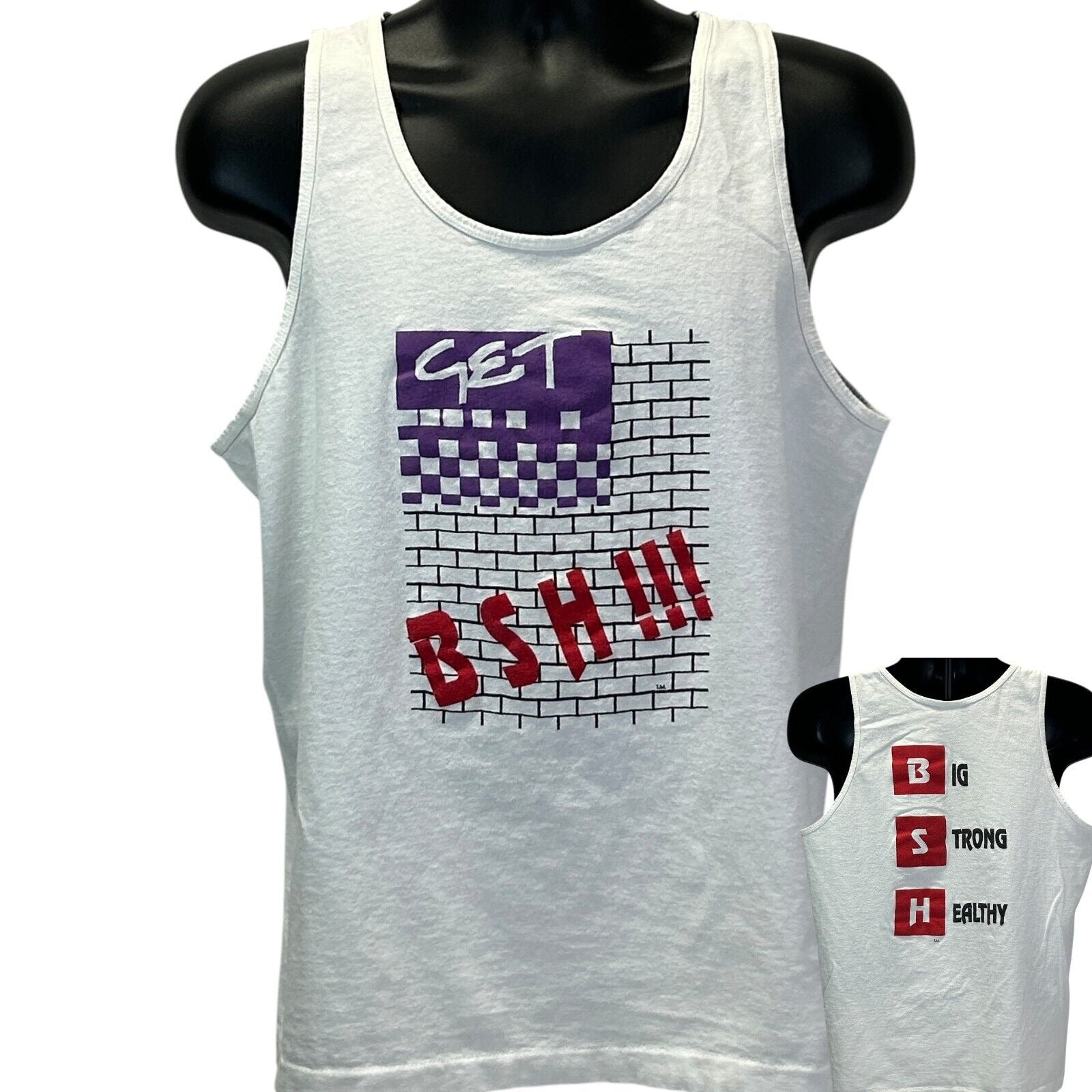Fruit of the Loom Big Strong Healthy tank top in white with graphic print on the front