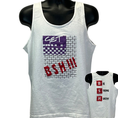 Fruit of the Loom Big Strong Healthy tank top in white with graphic print on the front