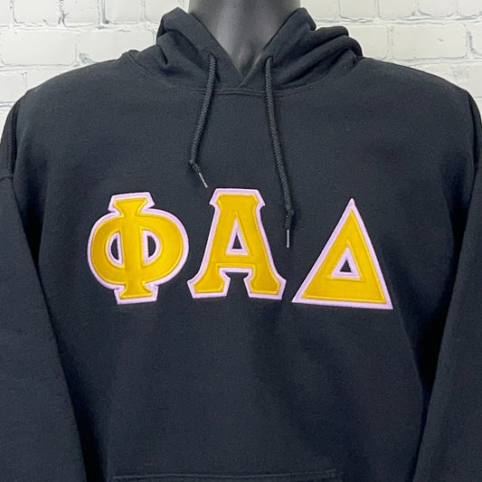 Gildan Hoodie Black Large Front with Phi Alpha Delta Design