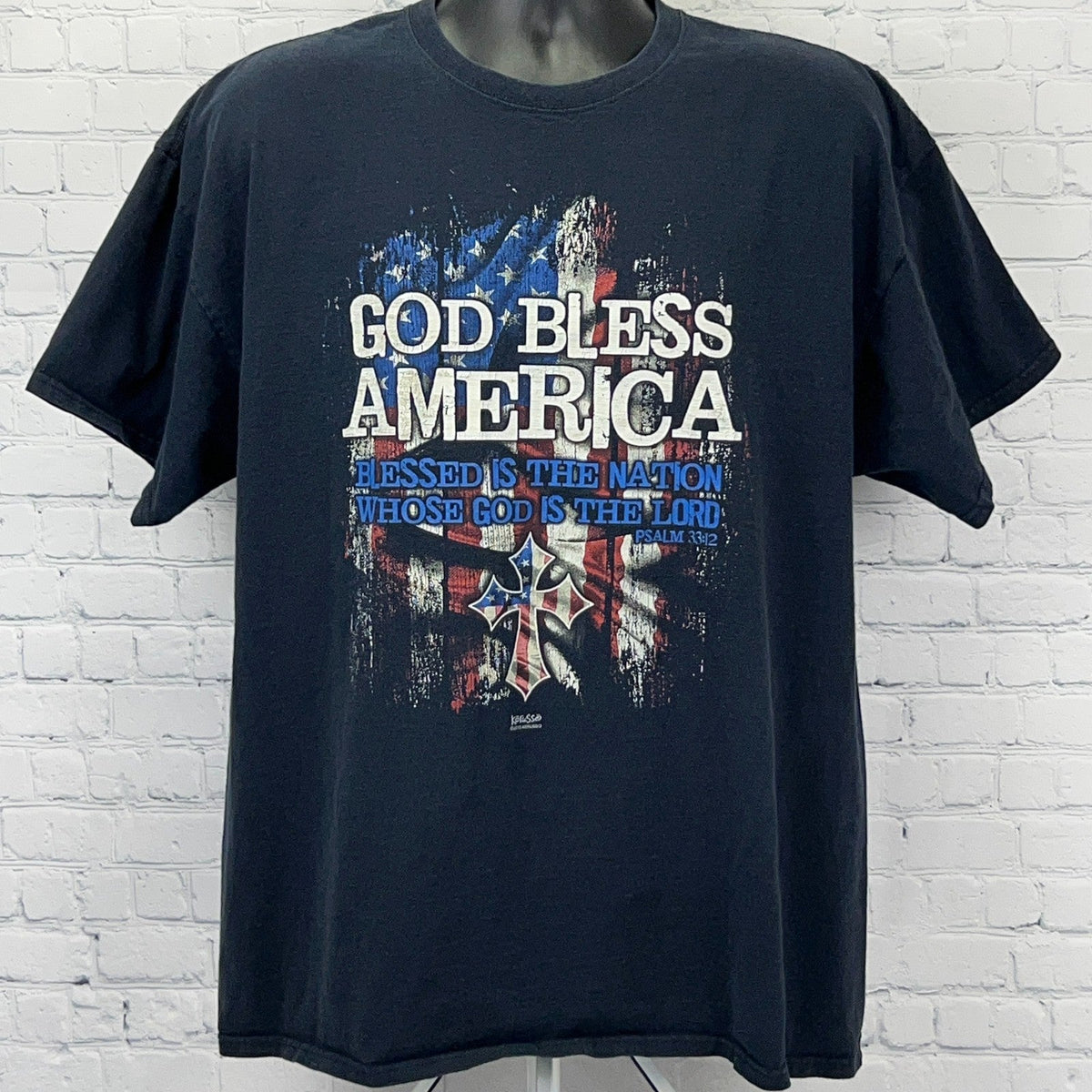 Kerusso God Bless America T-Shirt in Black with Patriotic Design