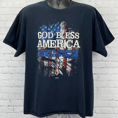 Kerusso God Bless America T-Shirt in Black with Patriotic Design
