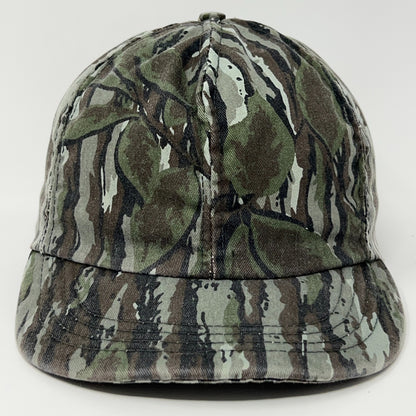 Vintage camo Hunting Hat with leaf patterns, front view showcasing unique design and colors