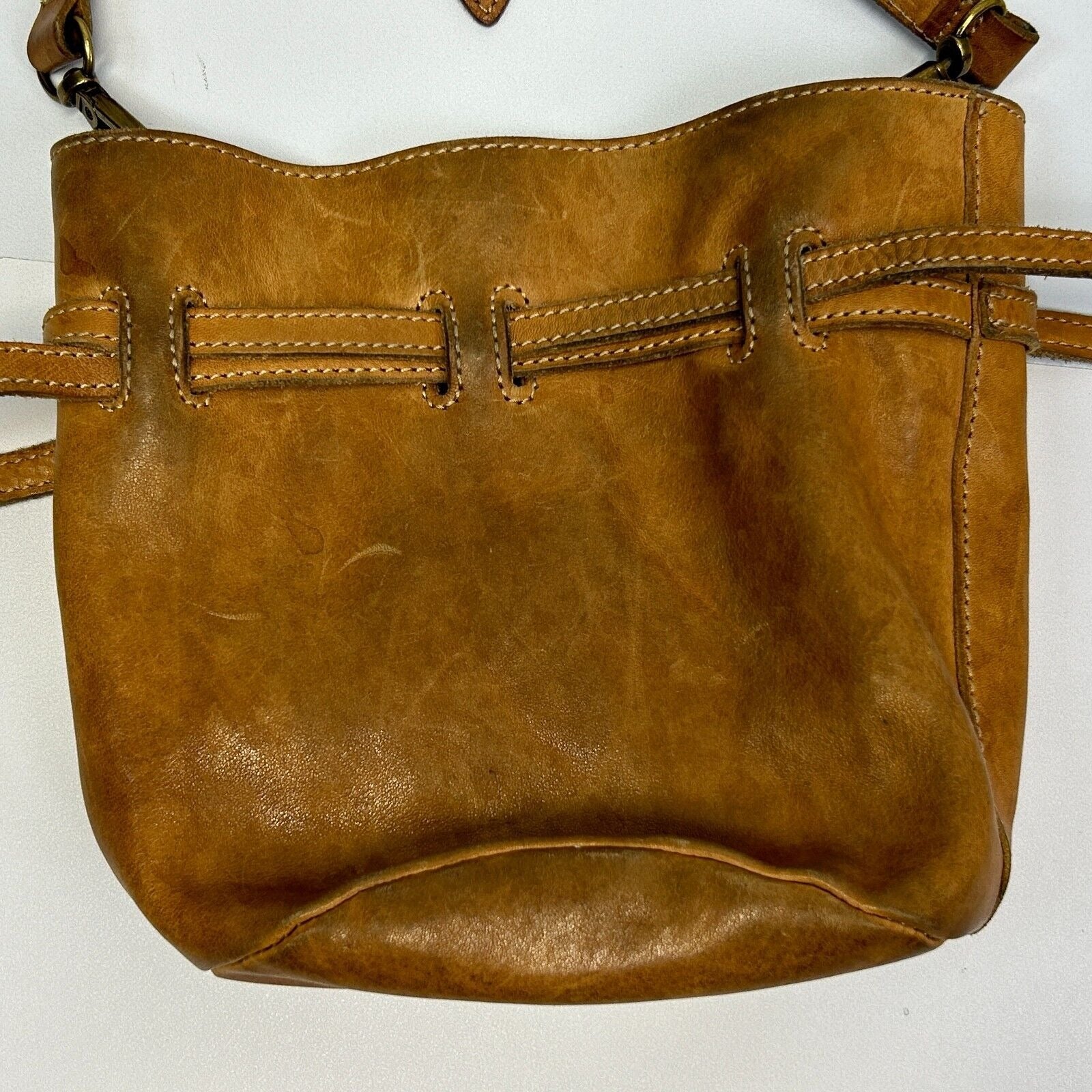 Madewell Leather Crossbody Bag in Brown with Adjustable Strap, front view