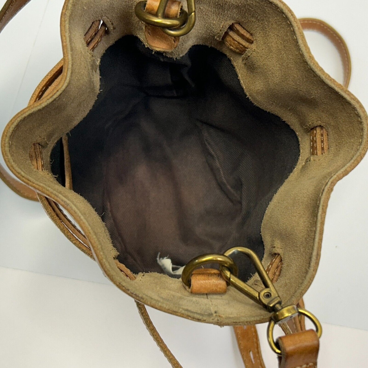 Madewell Leather Crossbody Bag Brown Interior View