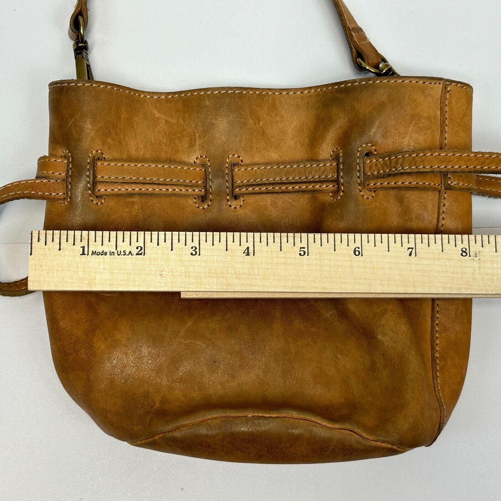 Madewell Leather Crossbody Bag in Tan, Front View, Small Size