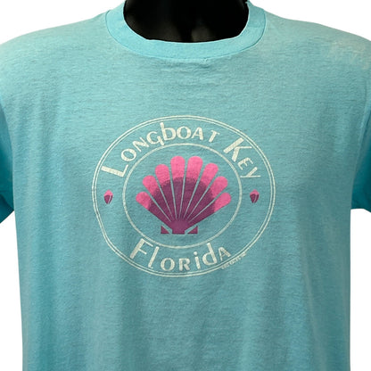Vintage turquoise T-Shirt featuring a Longboat Key Florida shell logo on the front