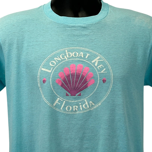 Vintage turquoise T-Shirt featuring a Longboat Key Florida shell logo on the front