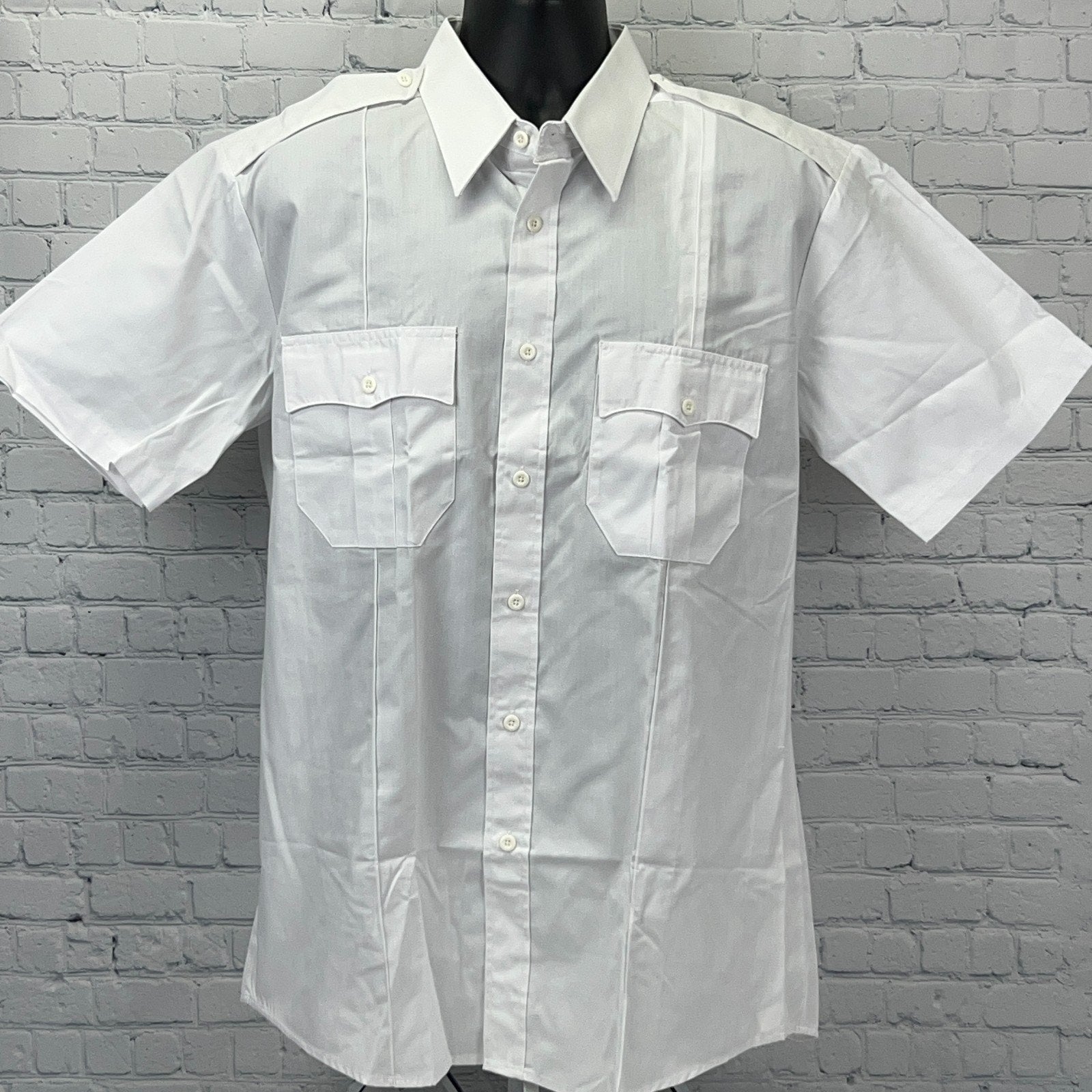 Quartermaster Police Short Sleeve White Shirt with Two Front Pockets and Button Closure