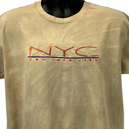 Beige Anvil New York City T Shirt featuring NYC logo on the front for casual wear