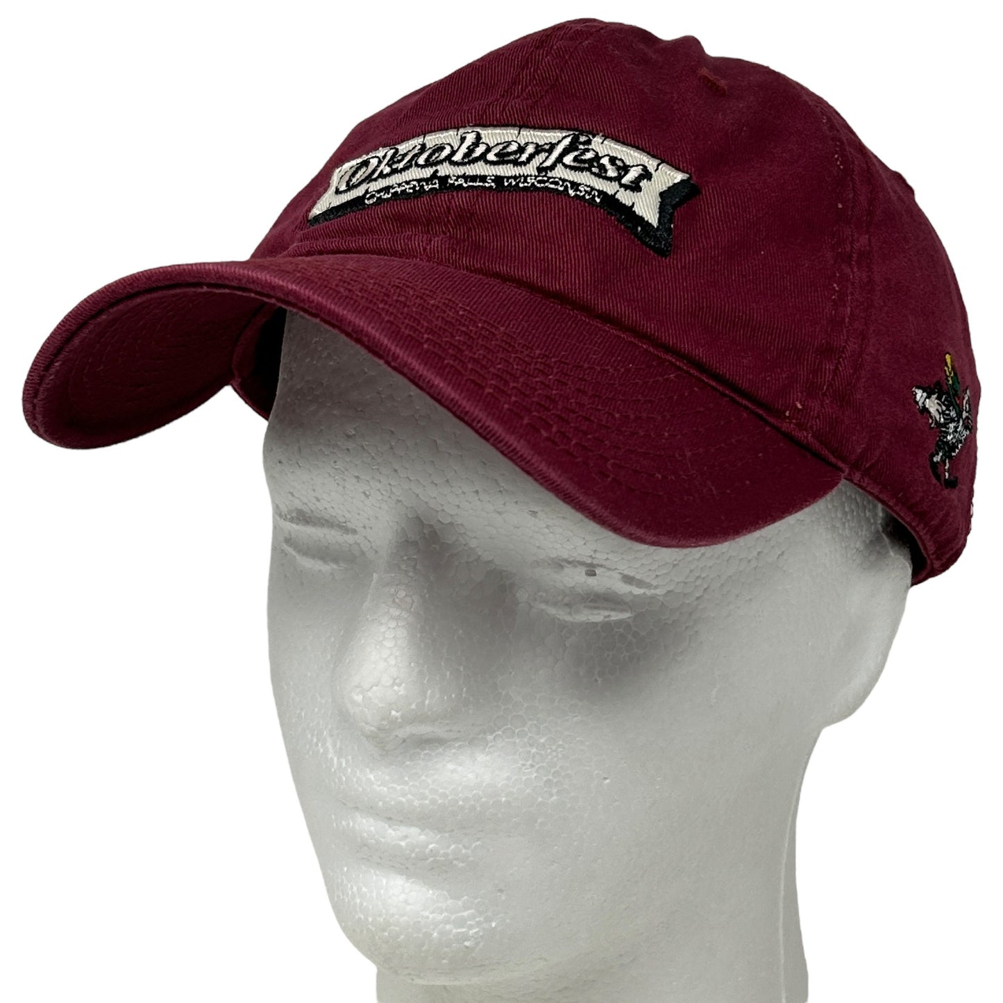 Maroon Oktoberfest Cap with Front Logo Feature and Adjustable Strap for Comfortable Fit