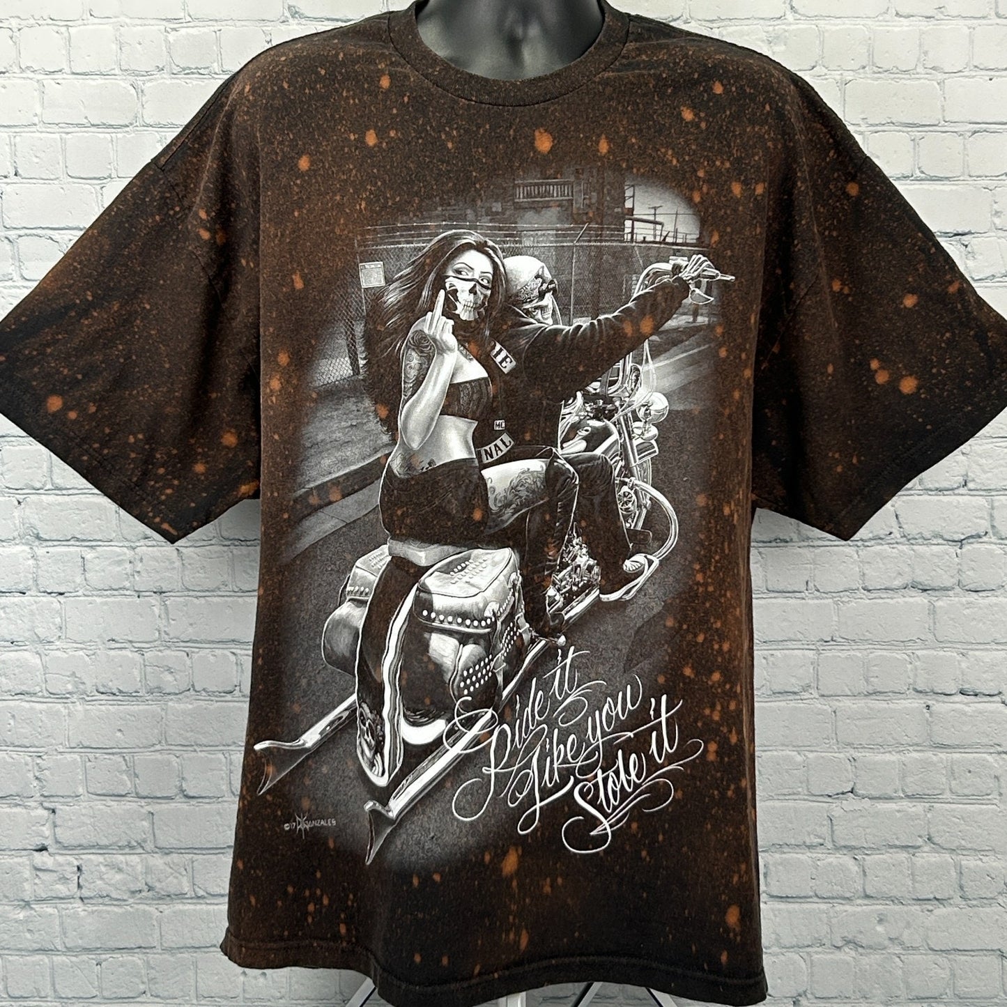 Ride Or Die T Shirt in black with a detailed motorcycle graphic and text on the front
