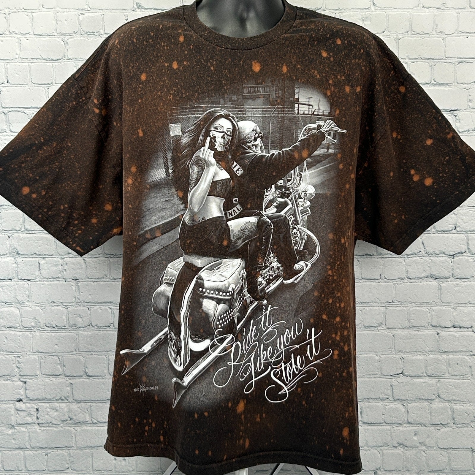 Ride Or Die T Shirt in black with a detailed motorcycle graphic and text on the front