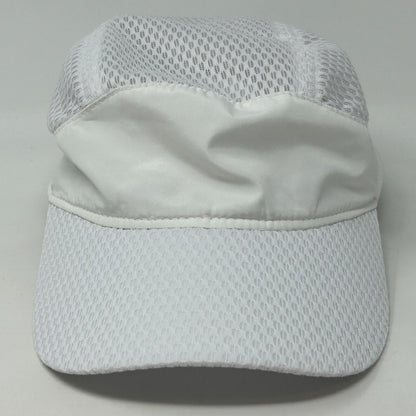 White Augusta Sportswear Running Hat in front view with mesh vents for breathability