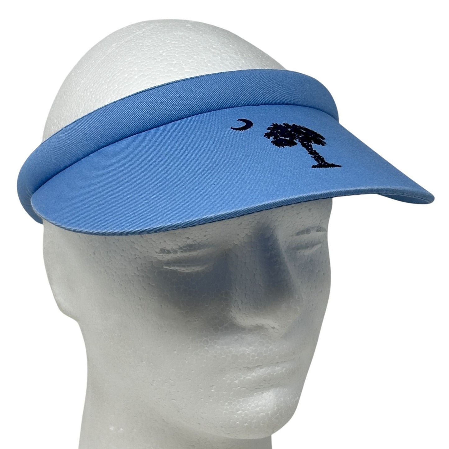 Light blue J Hats visor featuring the South Carolina logo with a palm tree and crescent moon detail