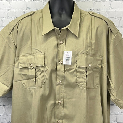 Khaki Horace Small Tactical Shirt in large size with two front pockets and button-up design