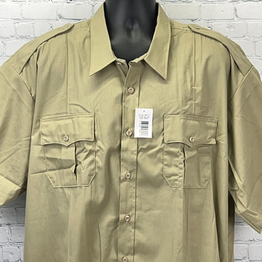 Khaki Horace Small Tactical Shirt in large size with two front pockets and button-up design