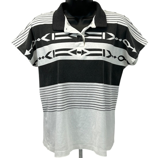 Head Tennis Polo Shirt in Black and White, Size Medium, Front View with Unique Pattern and Logo