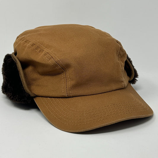 Broner Trapper Hat in brown with ear flaps and soft lining, shown from the front