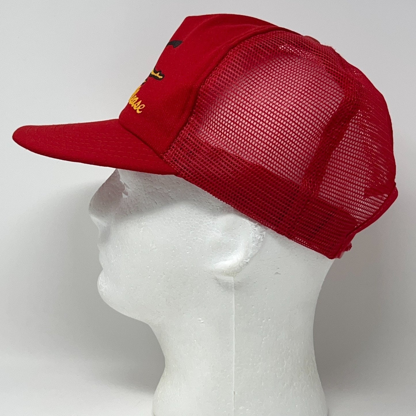 Vintage Trucker Cap Hat Red Adjustable Side View Vintage