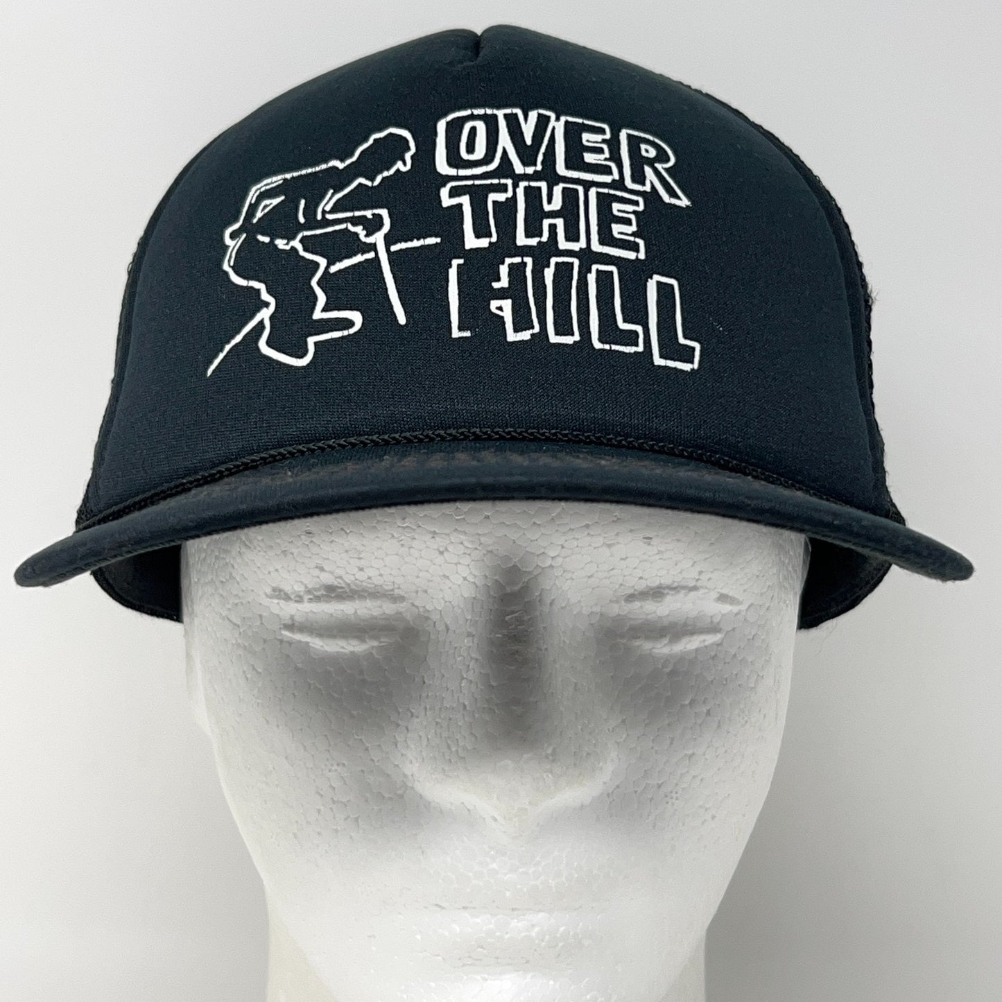 Vintage Trucker Cap Black One Size Front with Over the Hill Design