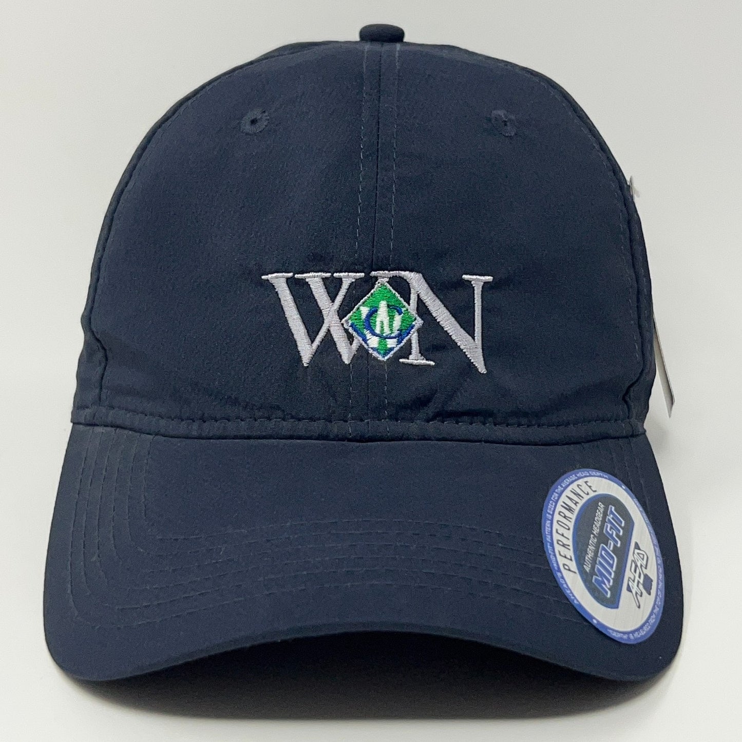 Navy AHEAD cap featuring Women's Network logo in front view, adjustable size for comfort