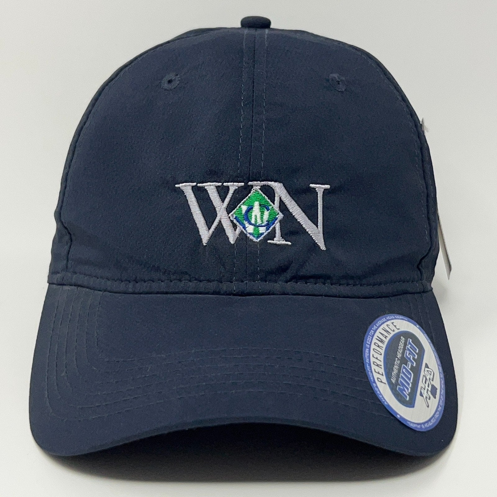 Navy AHEAD cap featuring Women's Network logo in front view, adjustable size for comfort