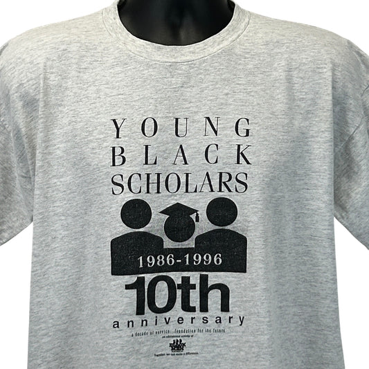 Gray Vintage T-Shirt featuring Young Black Scholars anniversary graphic on the front