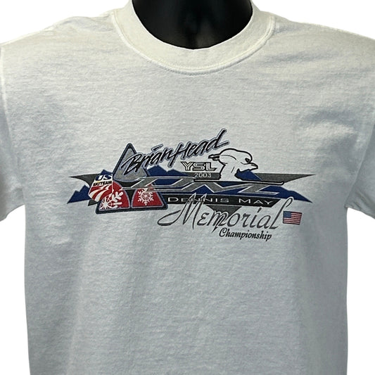 Gray Gildan T-Shirt featuring Brian Head Resort logo with Memorial Championship design on the front