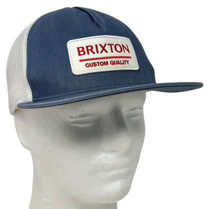 Brixton Custom Quality Snapback Hat in Blue and White with Front Logo Patch