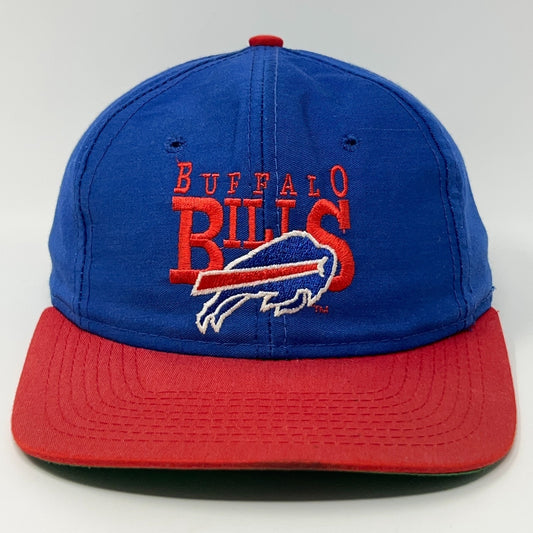 Blue Buffalo Bills Cap with Red Brim and Logo Emblem, Front View for Sports Fans