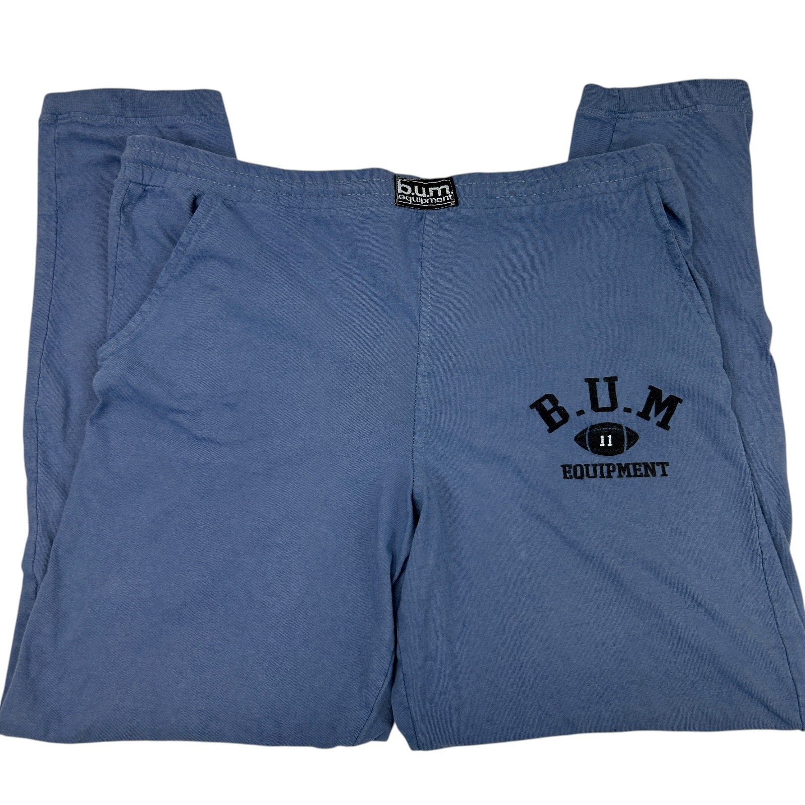 Blue B.U.M. Equipment Pajama Pants in size medium with logo detail on the front