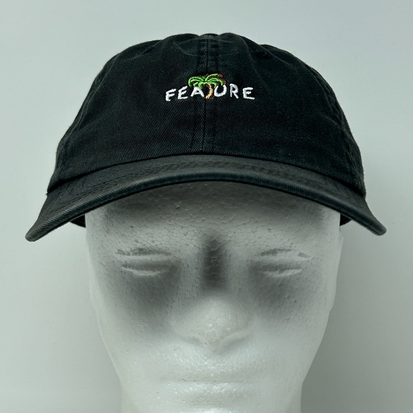 Feature Dad Hat Baseball Cap Spellout Streetwear Sneakerhead Black Strapback